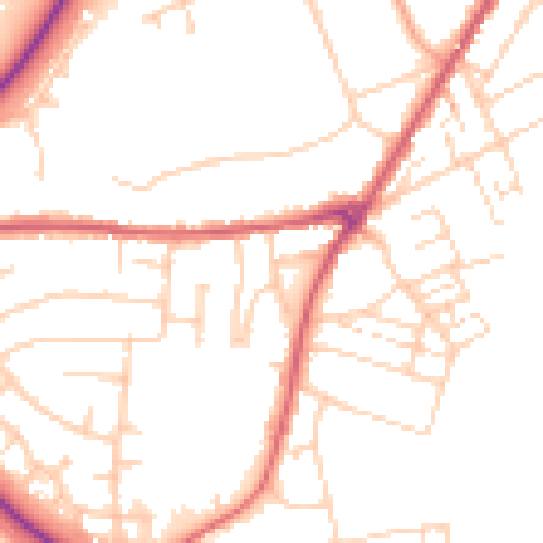 Daytime road noise heatmap for NR33 7AN