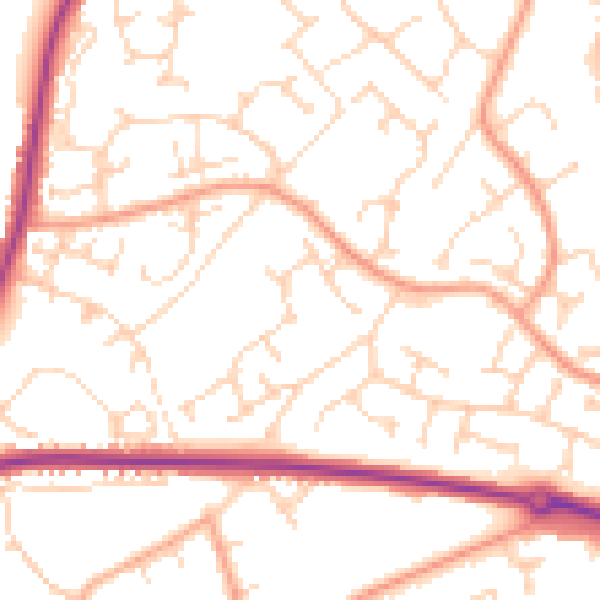 Daytime road noise heatmap for NR33 8BY