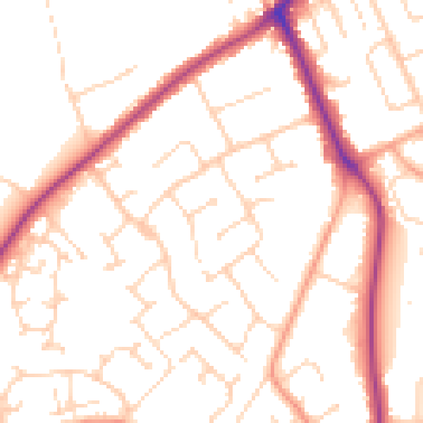 Daytime road noise heatmap for NR33 8PY