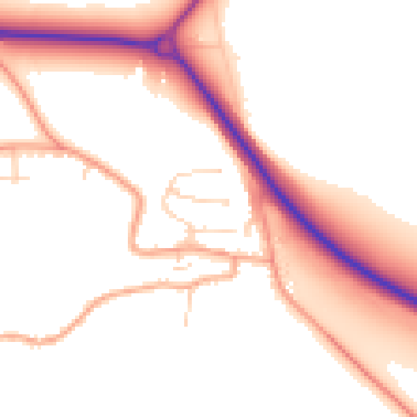 Daytime road noise heatmap for NR34 0LJ