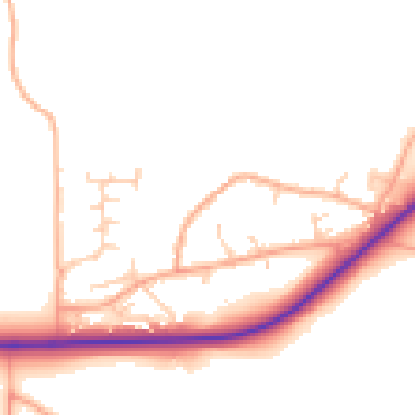 Daytime road noise heatmap for NR34 7PX