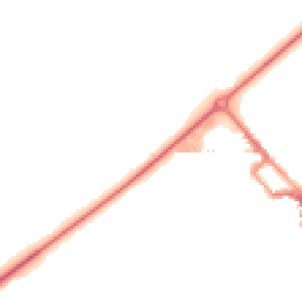 Night-time road noise heatmap for NR35 1DS