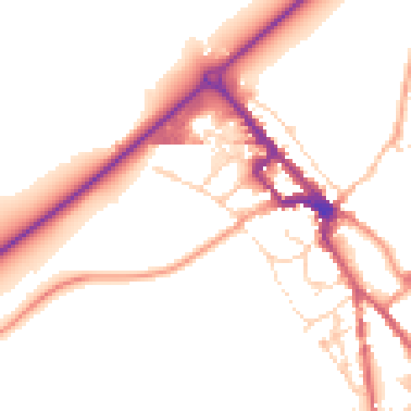 Daytime road noise heatmap for NR35 1DY