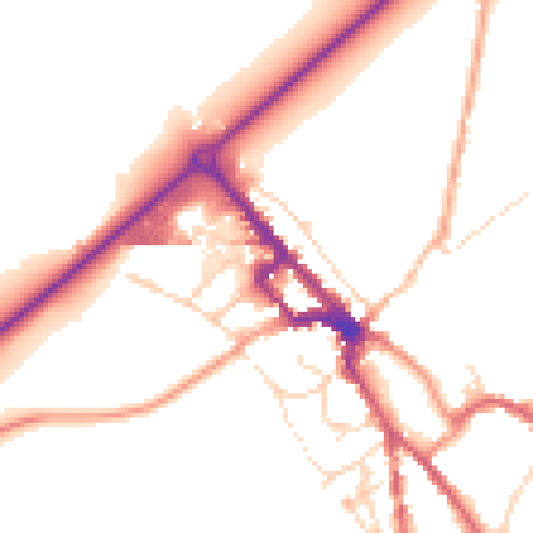 Daytime road noise heatmap for NR35 1EB
