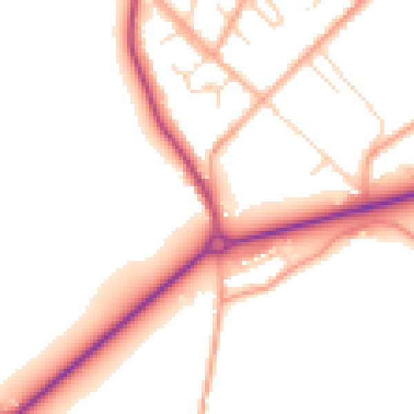 Daytime road noise heatmap for NR35 2JJ