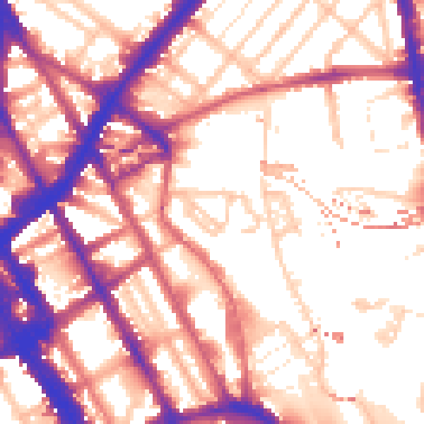 Daytime road noise heatmap for NW1 0BQ