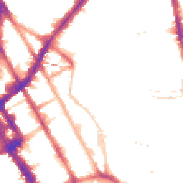Night-time road noise heatmap for NW1 0BQ