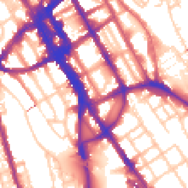 Daytime road noise heatmap for NW1 0EU