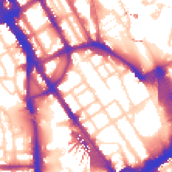 Daytime road noise heatmap for NW1 1QU