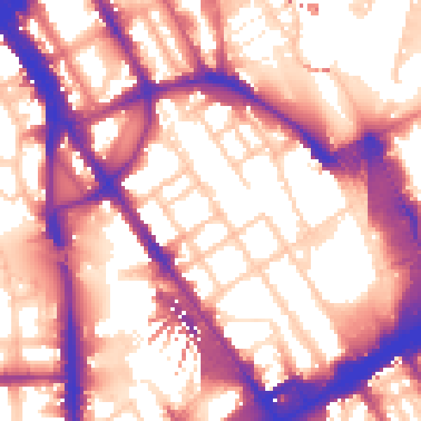 Daytime road noise heatmap for NW1 1SA
