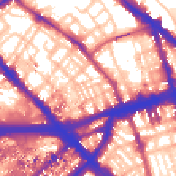 Daytime road noise heatmap for NW1 6TD