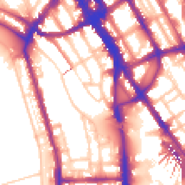 Daytime road noise heatmap for NW1 7RA