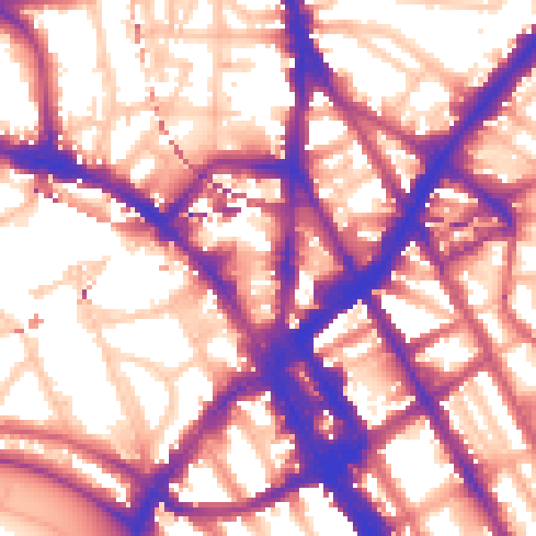 Daytime road noise heatmap for NW1 8EZ
