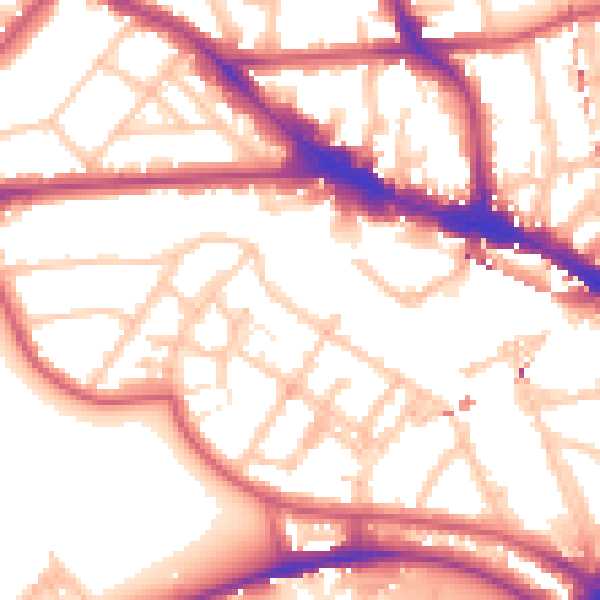 Daytime road noise heatmap for NW1 8HX