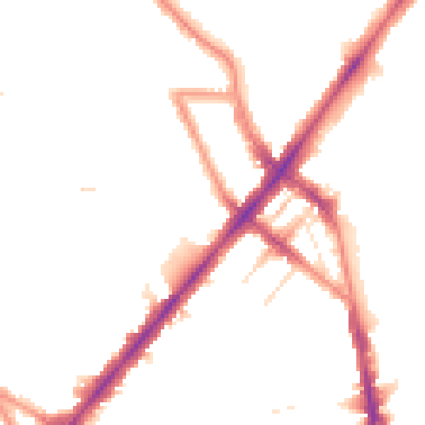 Night-time road noise heatmap for NW1 9AD