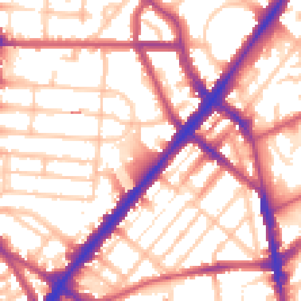 Daytime road noise heatmap for NW1 9AE