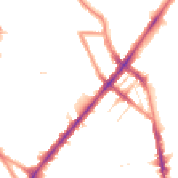 Night-time road noise heatmap for NW1 9AQ