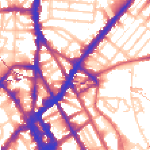 Daytime road noise heatmap for NW1 9EE