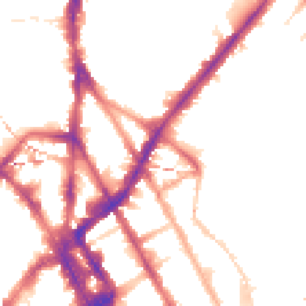 Night-time road noise heatmap for NW1 9EE