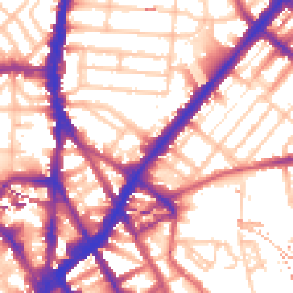 Daytime road noise heatmap for NW1 9EX