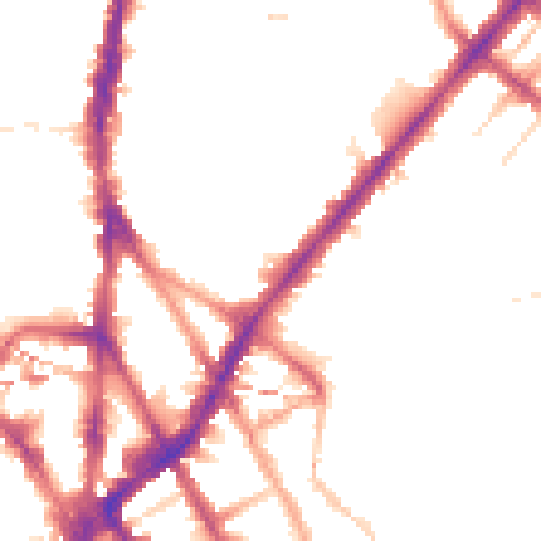 Night-time road noise heatmap for NW1 9EX