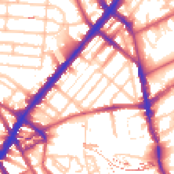 Daytime road noise heatmap for NW1 9XA