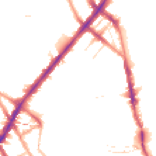 Night-time road noise heatmap for NW1 9XA