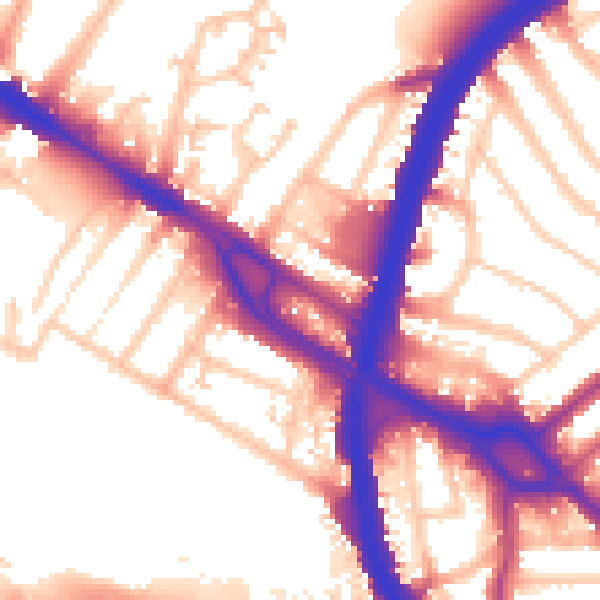 Daytime road noise heatmap for NW10 0AF