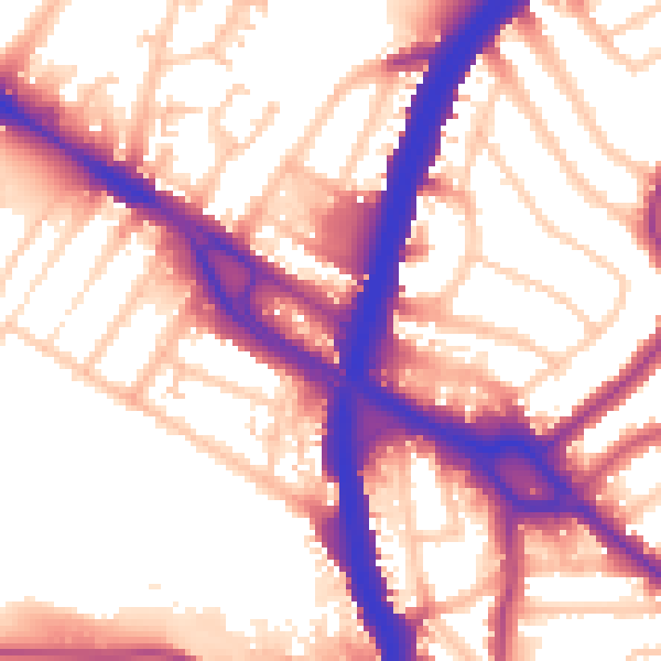 Daytime road noise heatmap for NW10 0AG