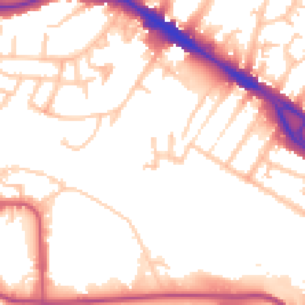 Daytime road noise heatmap for NW10 0AW