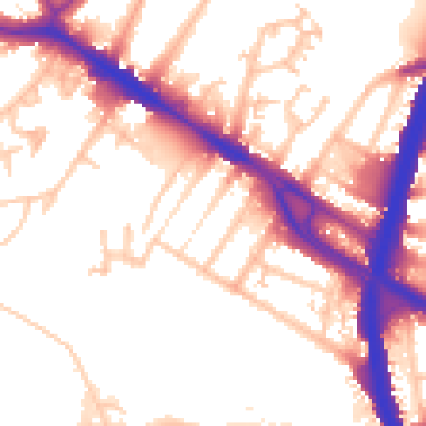 Daytime road noise heatmap for NW10 0BA
