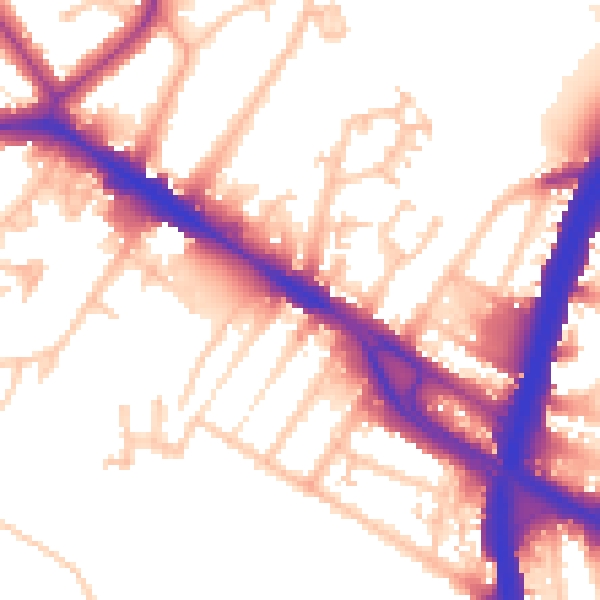 Daytime road noise heatmap for NW10 0BD