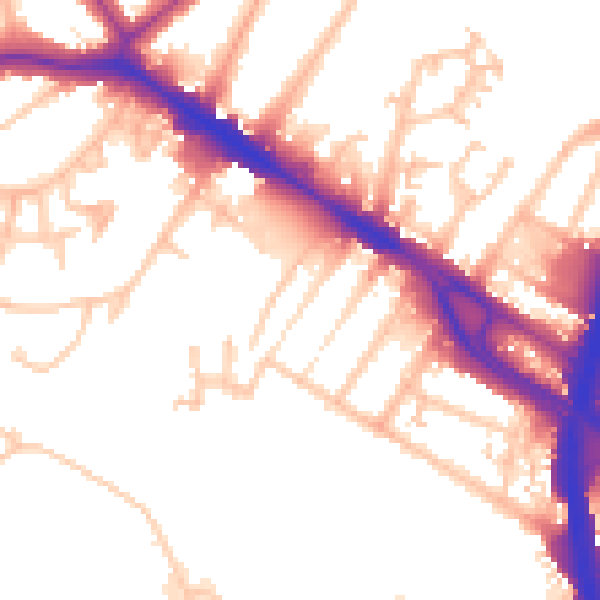 Daytime road noise heatmap for NW10 0BG