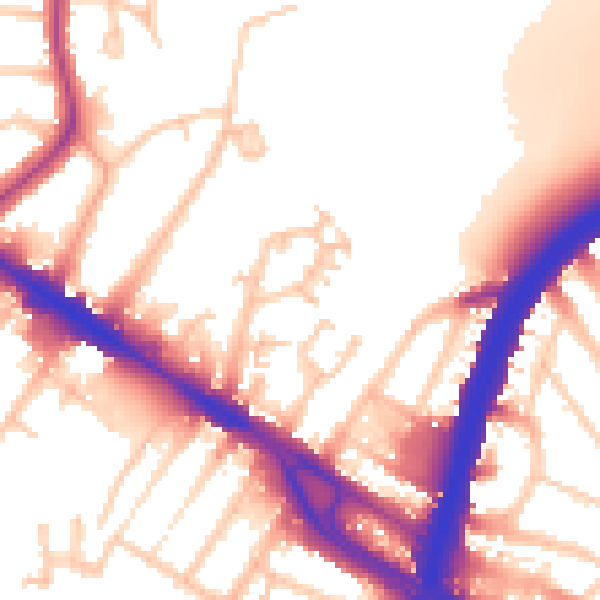 Daytime road noise heatmap for NW10 0DS