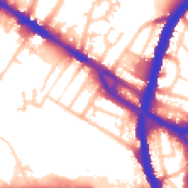 Daytime road noise heatmap for NW10 0LU