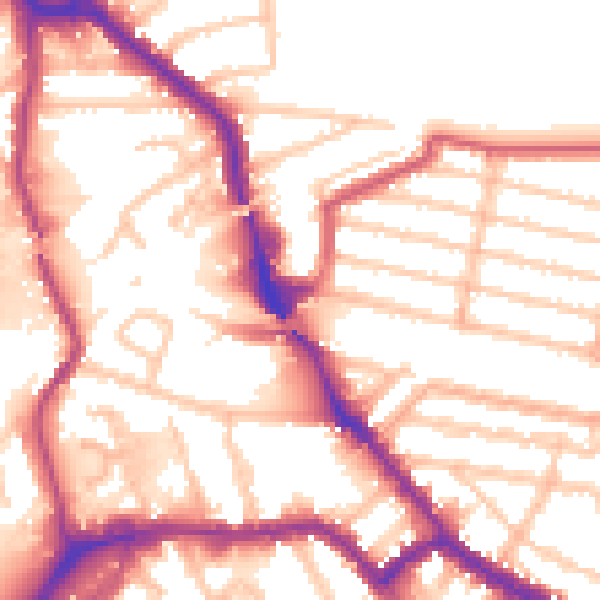 Daytime road noise heatmap for NW10 1ED