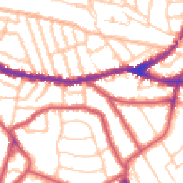 Daytime road noise heatmap for NW10 2EF