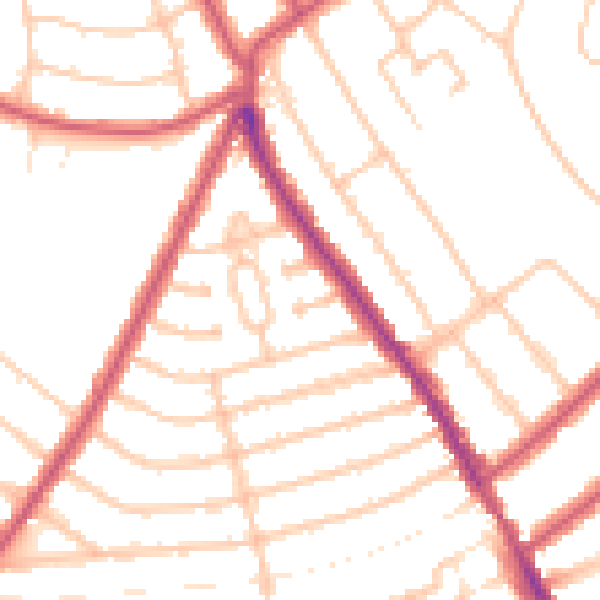 Daytime road noise heatmap for NW10 3LA