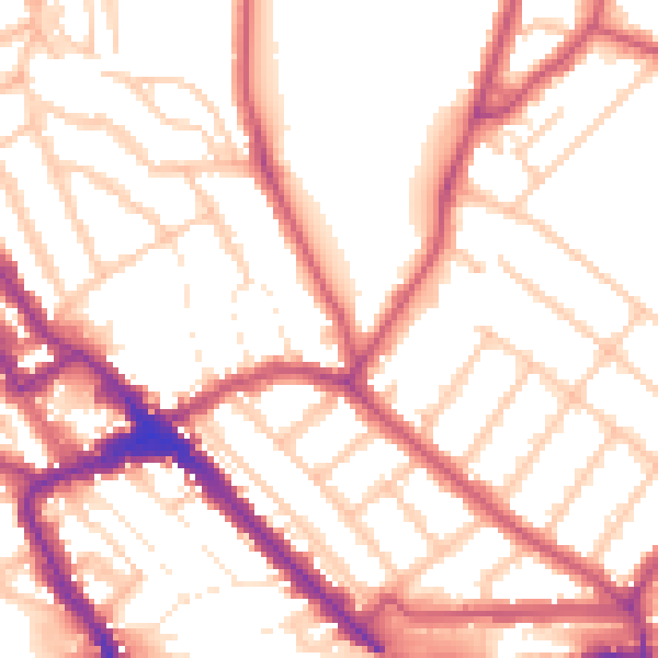 Daytime road noise heatmap for NW10 3RL