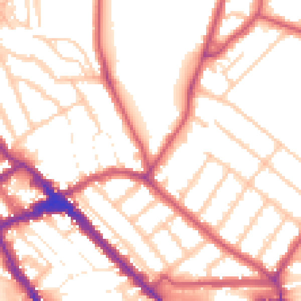 Daytime road noise heatmap for NW10 3UL