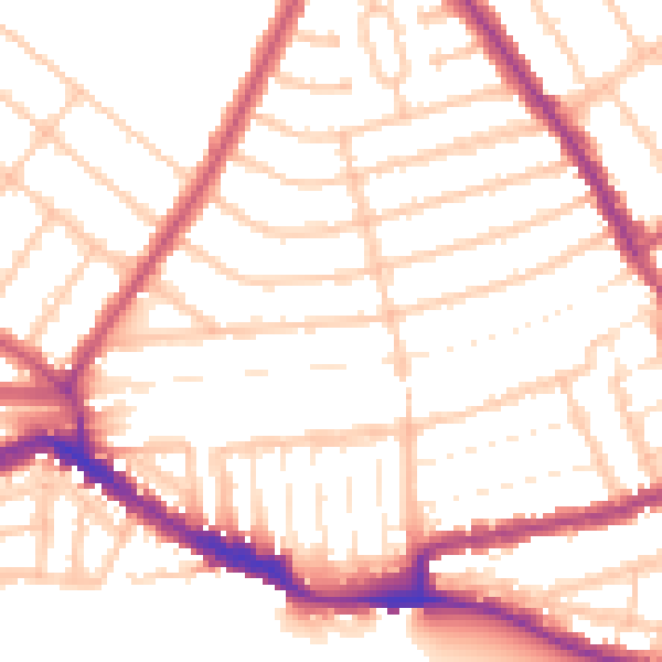Daytime road noise heatmap for NW10 5AD