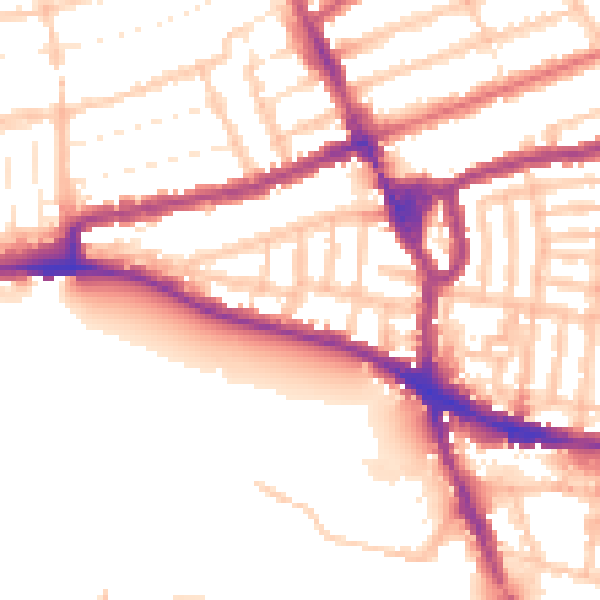 Daytime road noise heatmap for NW10 5DX