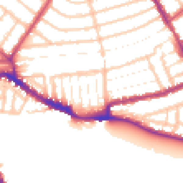 Daytime road noise heatmap for NW10 5PX