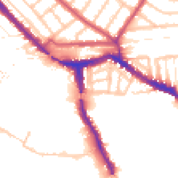 Daytime road noise heatmap for NW10 6AB