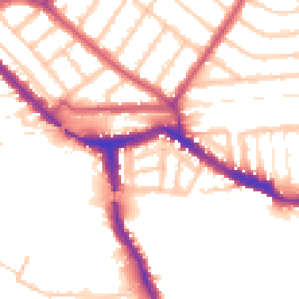 Daytime road noise heatmap for NW10 6AJ