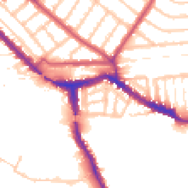 Daytime road noise heatmap for NW10 6AL