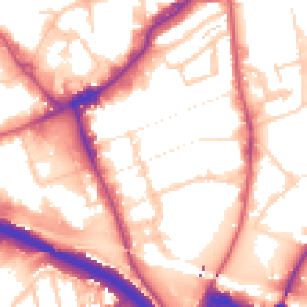 Daytime road noise heatmap for NW10 6EU