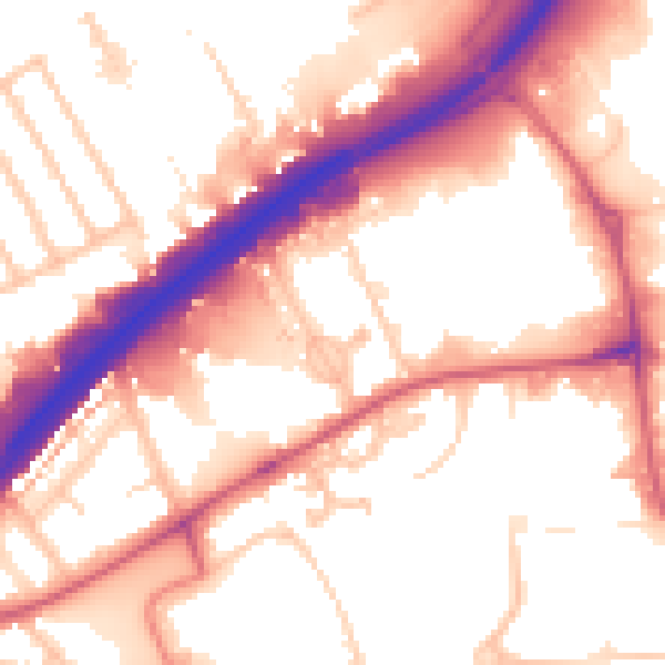 Daytime road noise heatmap for NW10 7DH