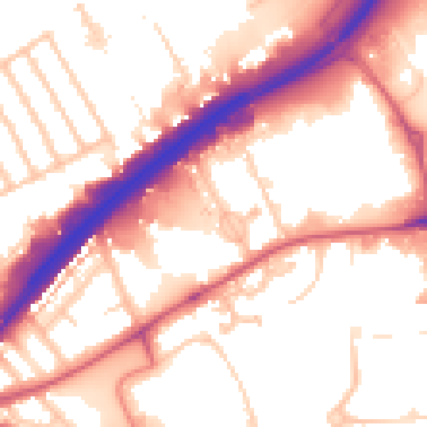 Daytime road noise heatmap for NW10 7DL