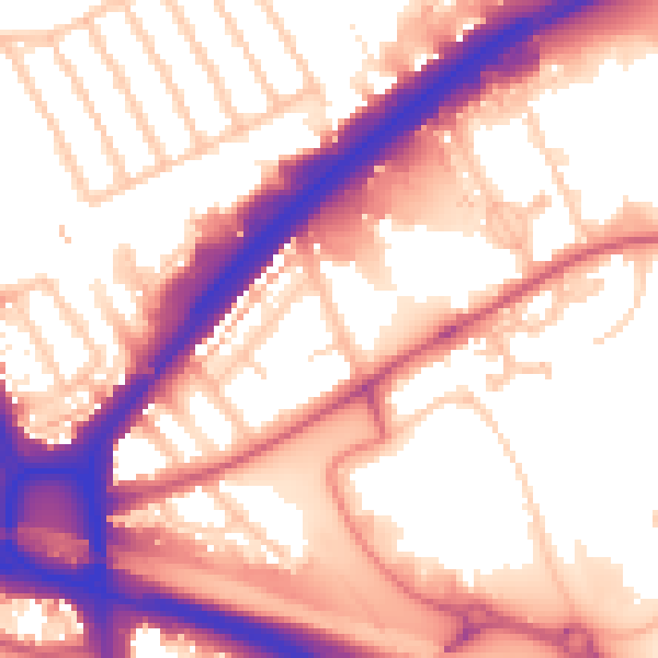 Daytime road noise heatmap for NW10 7DT